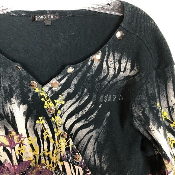 Boho Chic Animal Print Zebra Top - Size Large - Picture 3 of 4